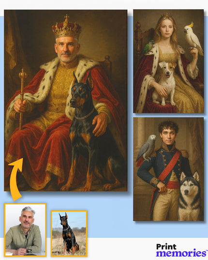 Koninklijk Portret – Jij & je Huisdier op Canvas